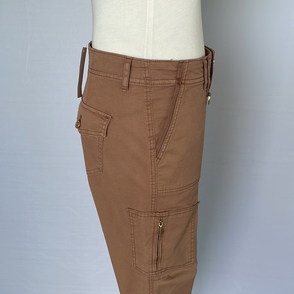NWT  WHBM MidRise Utility Slim Crop Pants Tan 2R - Picture 11 of 16